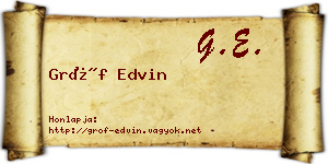 Gróf Edvin névjegykártya